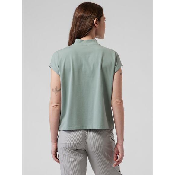 Athleta Away Mock Neck Tee Minimalistic Grey Green Small‎ Basic Staple Minimal - Picture 3 of 9
